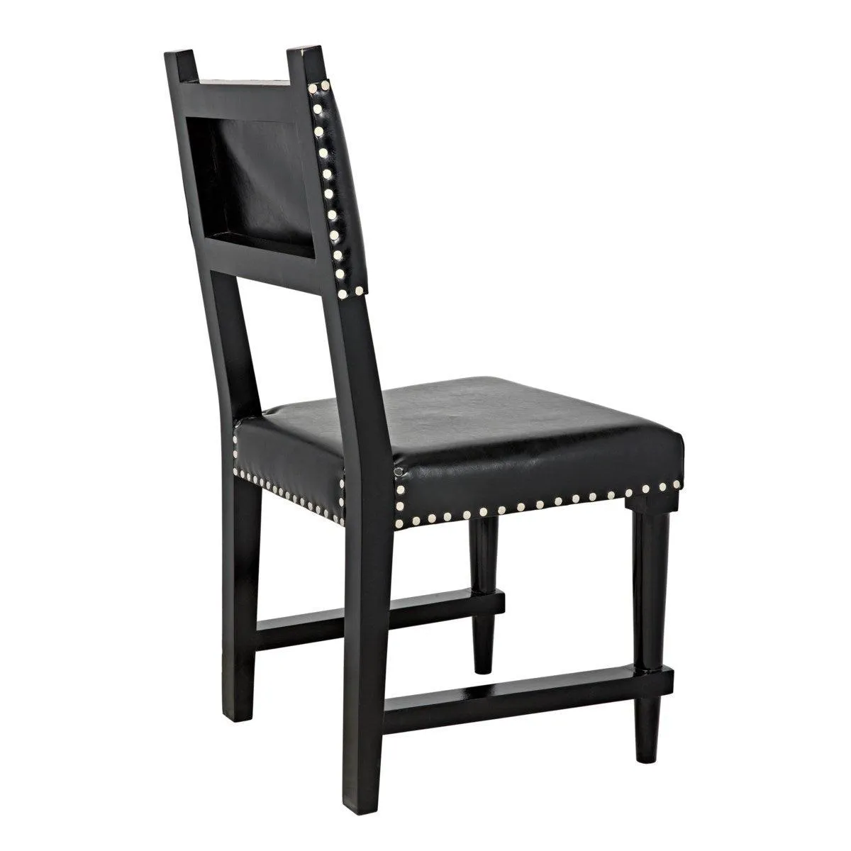 Kerouac Dining Chair with Leather, Distressed Black