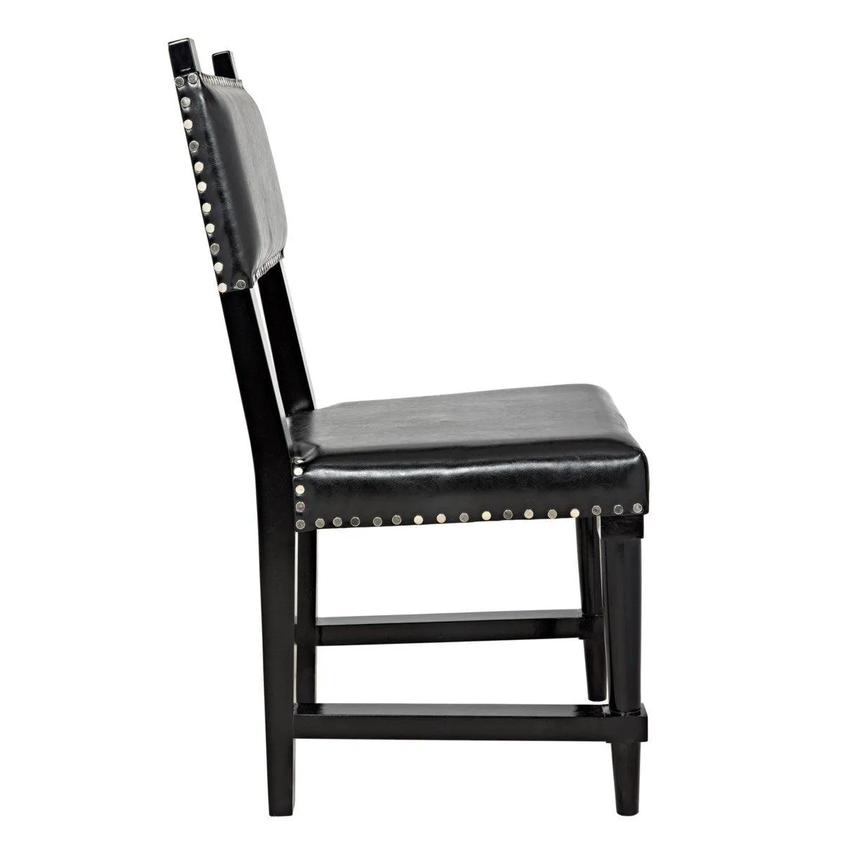 Kerouac Dining Chair with Leather, Distressed Black