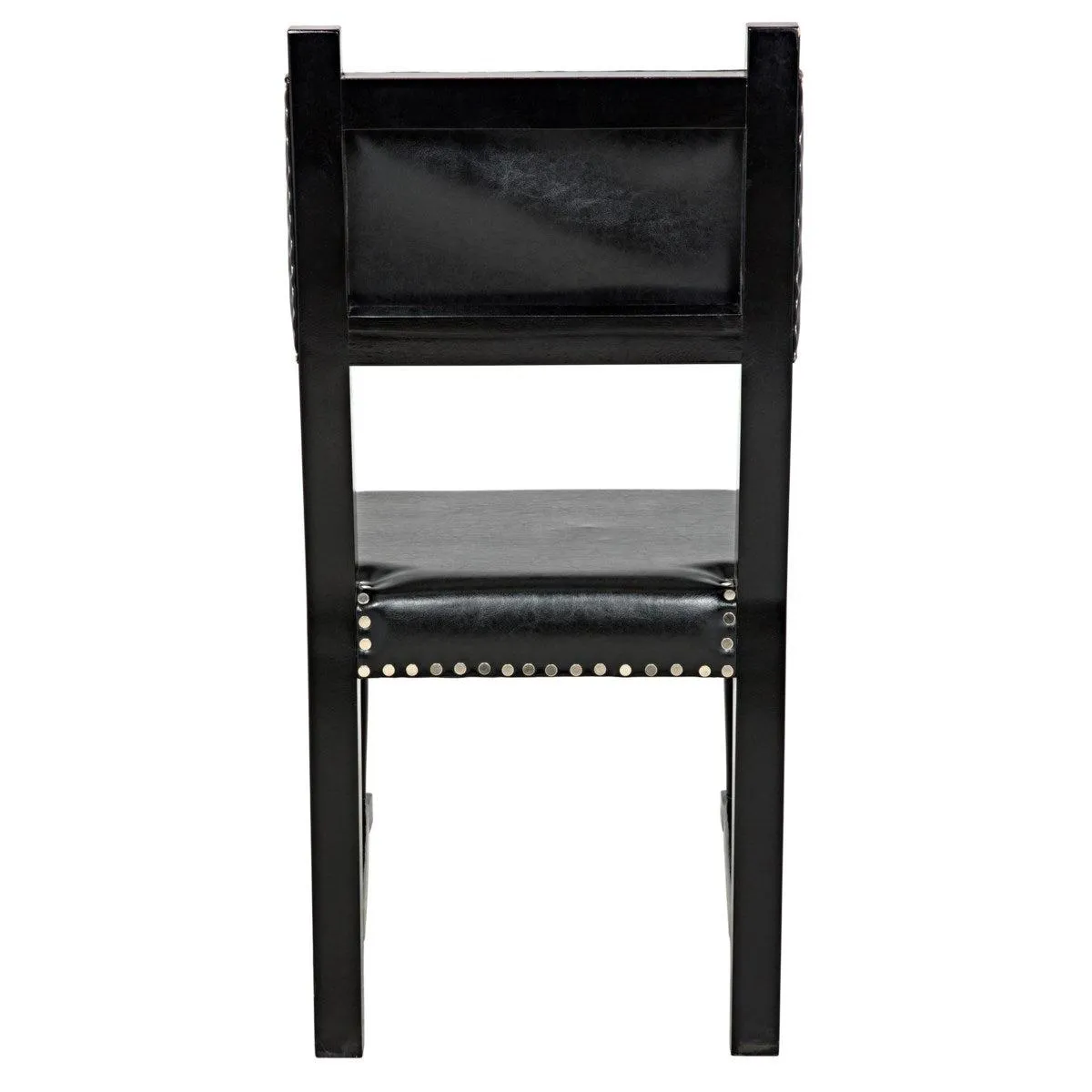 Kerouac Dining Chair with Leather, Distressed Black
