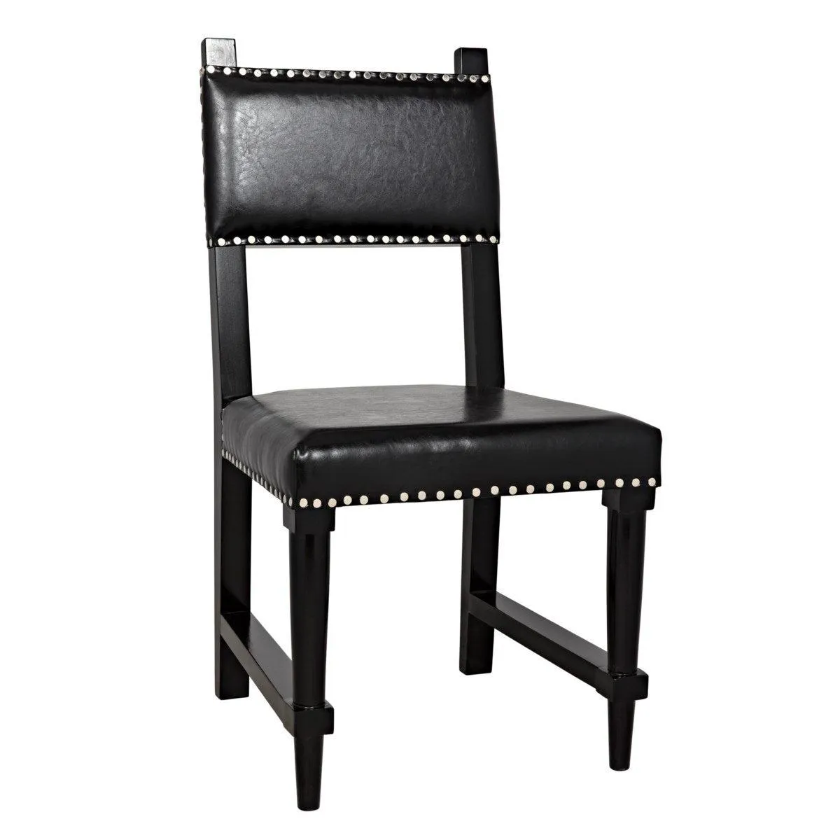 Kerouac Dining Chair with Leather, Distressed Black