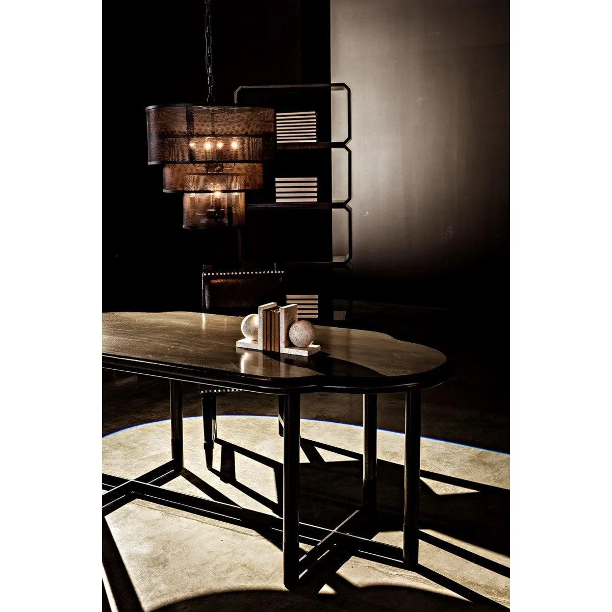 Kerouac Dining Chair with Leather, Distressed Black