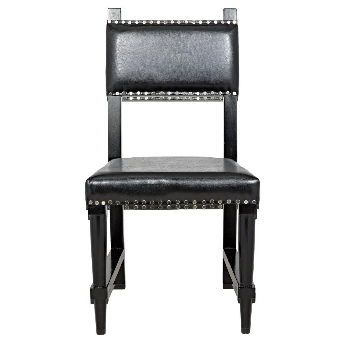 Kerouac Dining Chair with Leather, Distressed Black