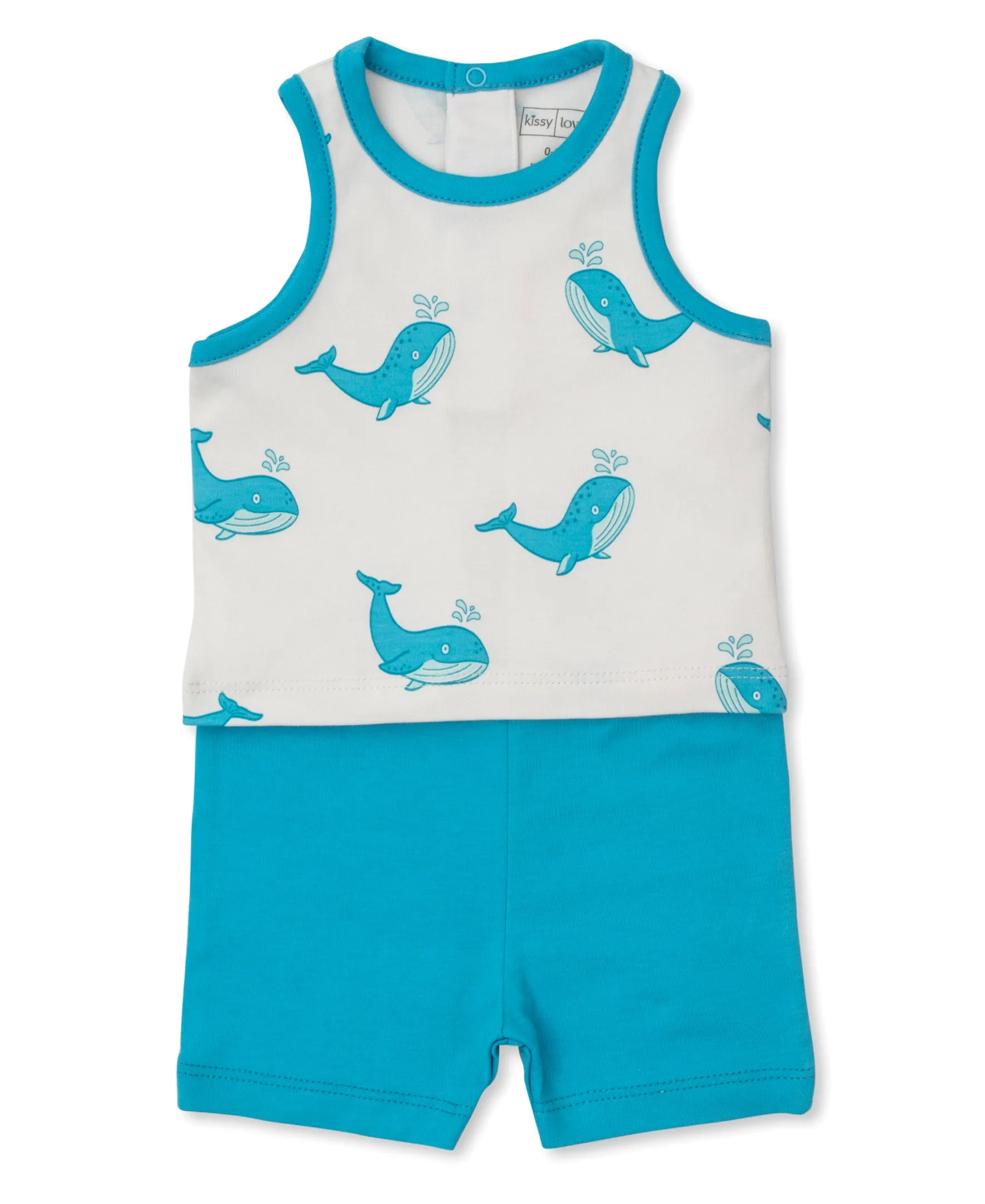 Kissy Kissy Whale Antics Shorts Set - Blue