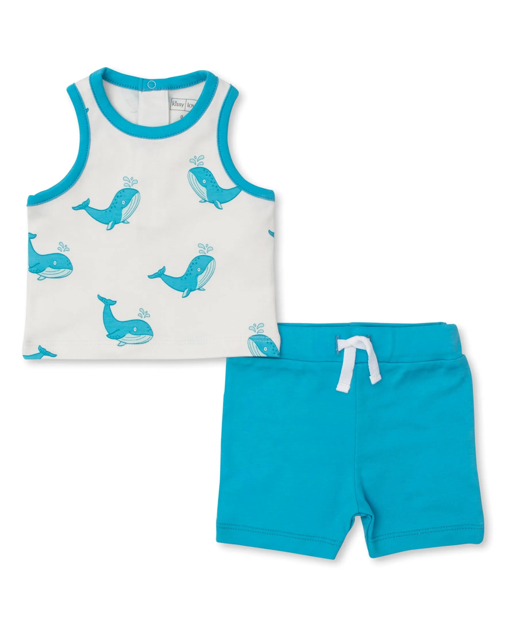 Kissy Kissy Whale Antics Shorts Set - Blue