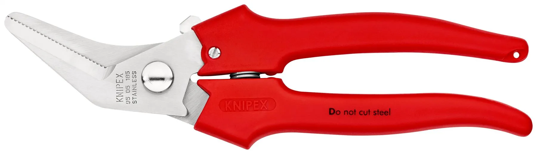 KNIPEX Combination Shears for Cardboard Plastics Aluminium Brass Copper Foils 185mm Plastic Coated 95 05 185