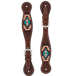 Ladies Weaver Turquoise Cross Aztec Spur Straps