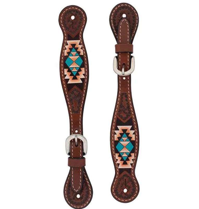 Ladies Weaver Turquoise Cross Aztec Spur Straps