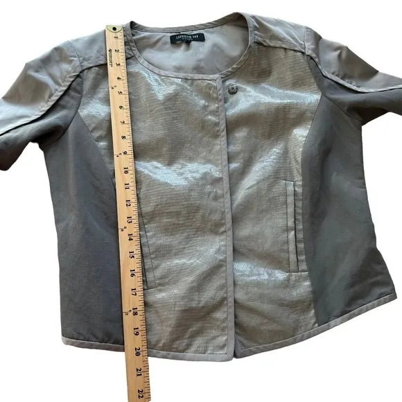 Lafayette 148 New York Size 6 Linen Blend Gray Pockets Faux Snake Print Jacket