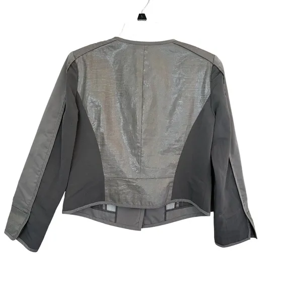 Lafayette 148 New York Size 6 Linen Blend Gray Pockets Faux Snake Print Jacket