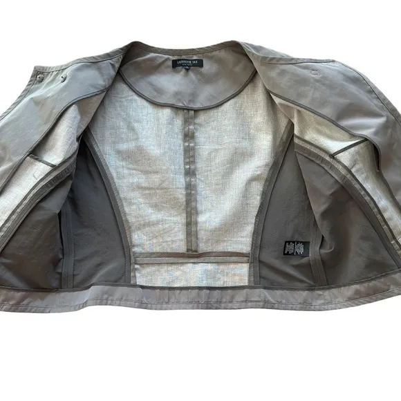 Lafayette 148 New York Size 6 Linen Blend Gray Pockets Faux Snake Print Jacket