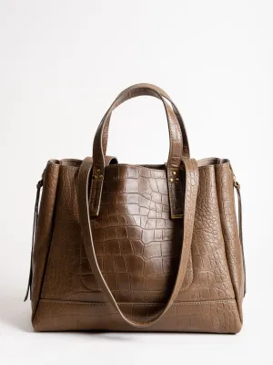 lambskin tote - croco/kaki