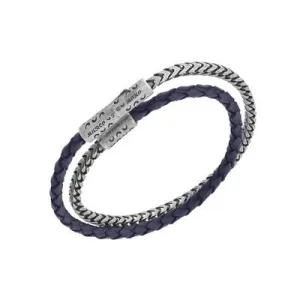 Lash Double Wrap Metal-Leather Woven Bracelet
