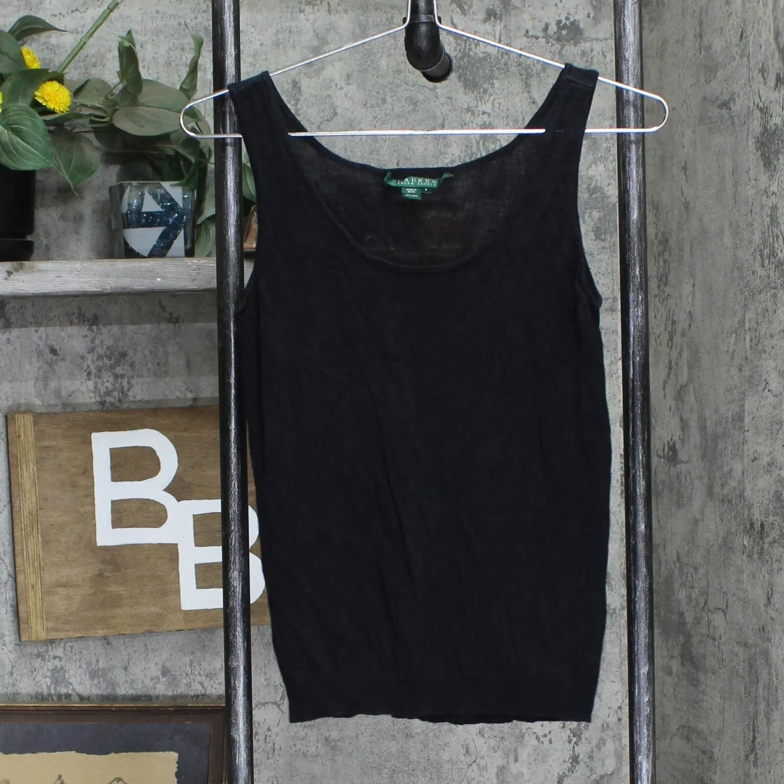 Lauren Ralph Lauren Womens Vintage Silk Knit Sleeveless Tank Top Black S