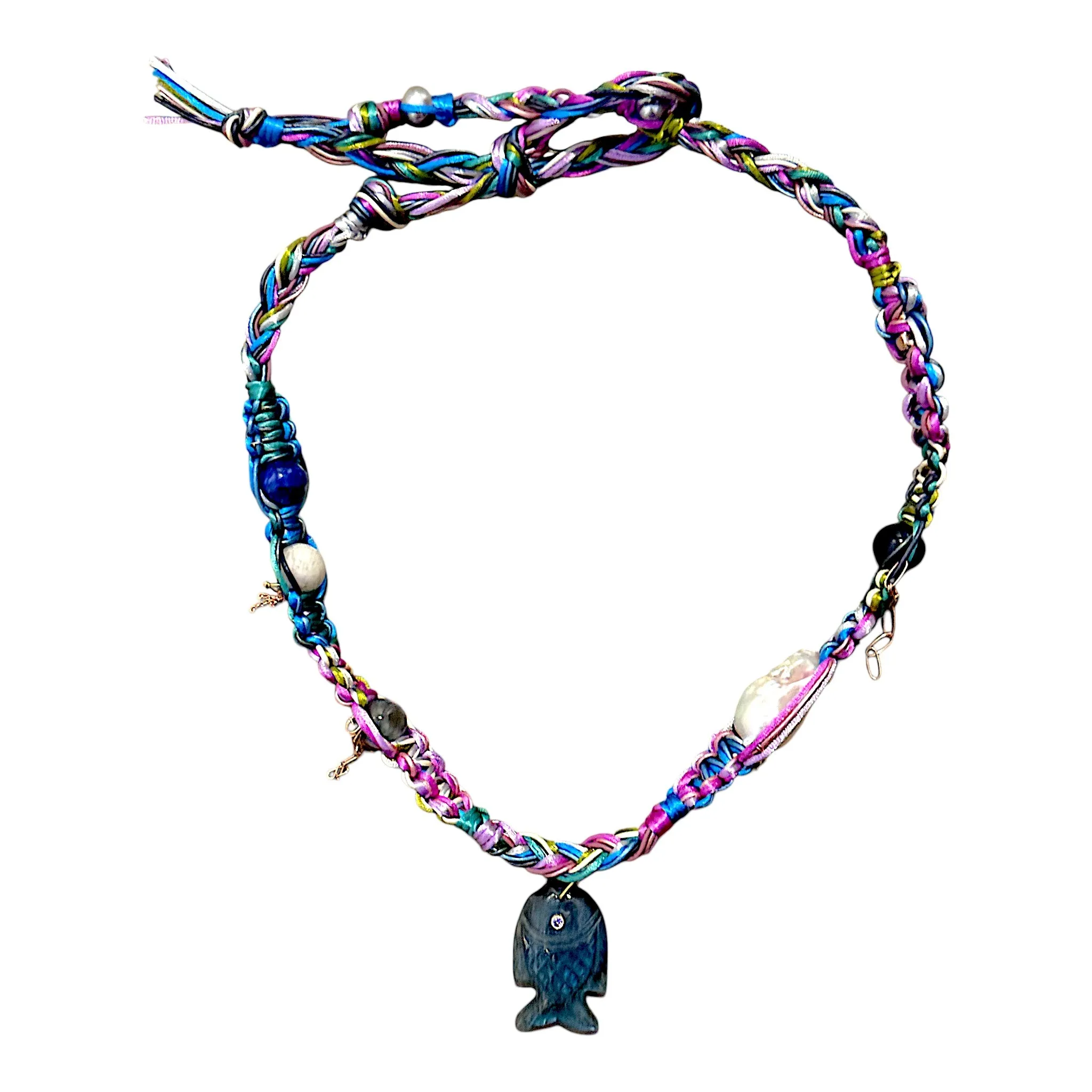 LAVENDER GLOW ANGEL FISH ROCKSTAR NECKLACE