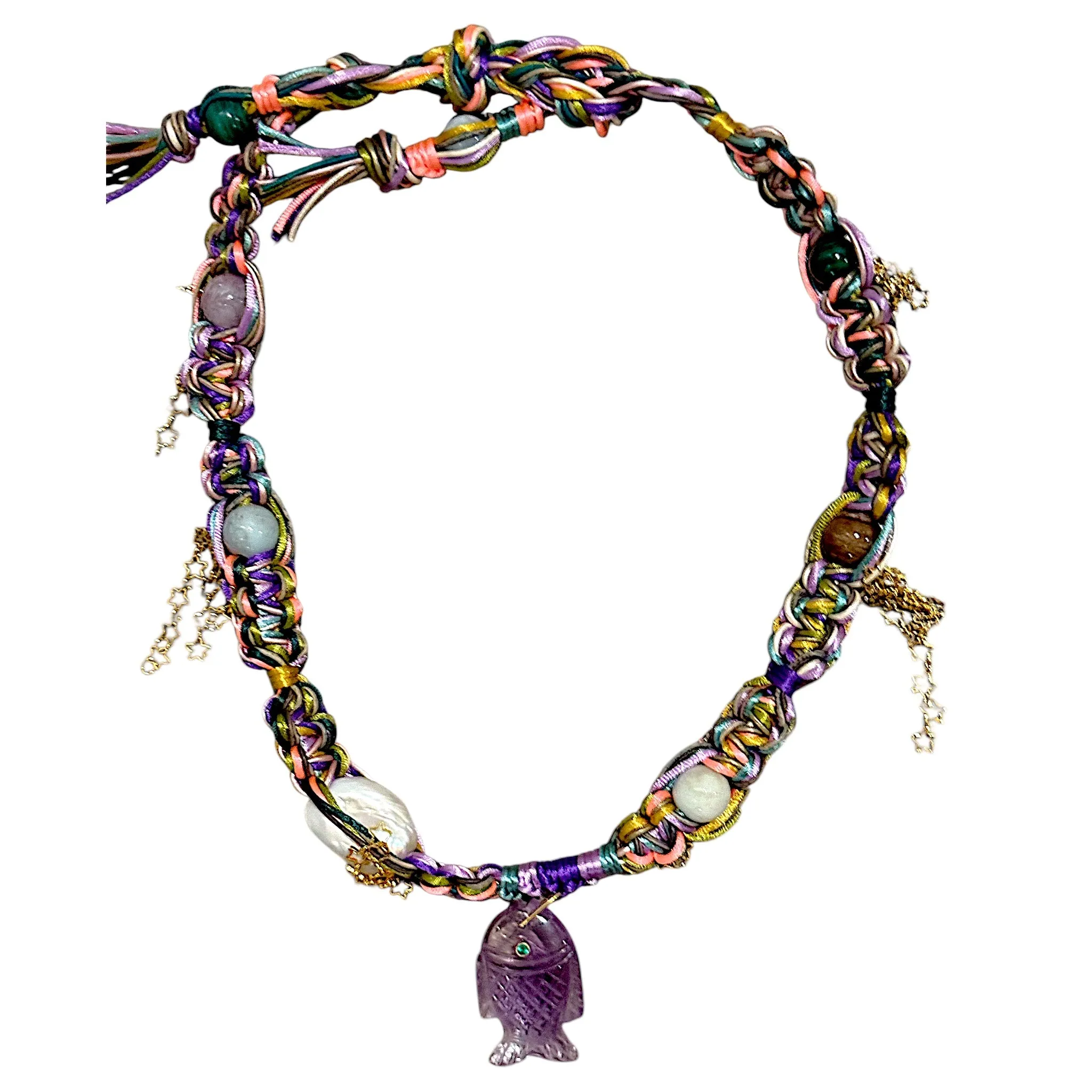 LAVENDER STARRY SKY GLOW FISH ROCKSTAR NECKLACE