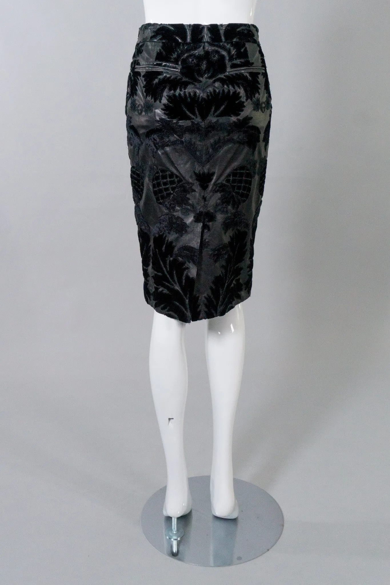 Leather Embroidered Appliqué Skirt