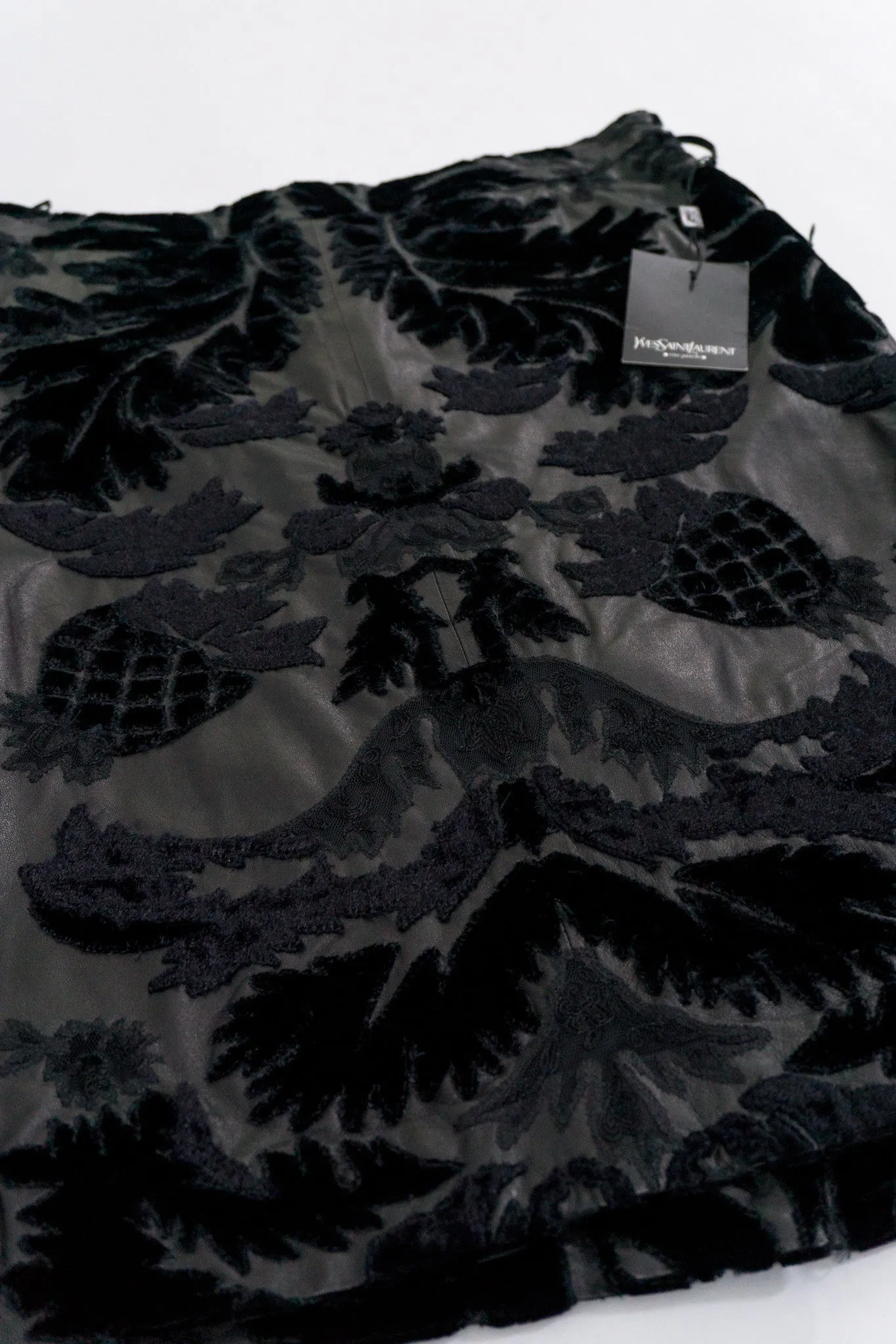 Leather Embroidered Appliqué Skirt