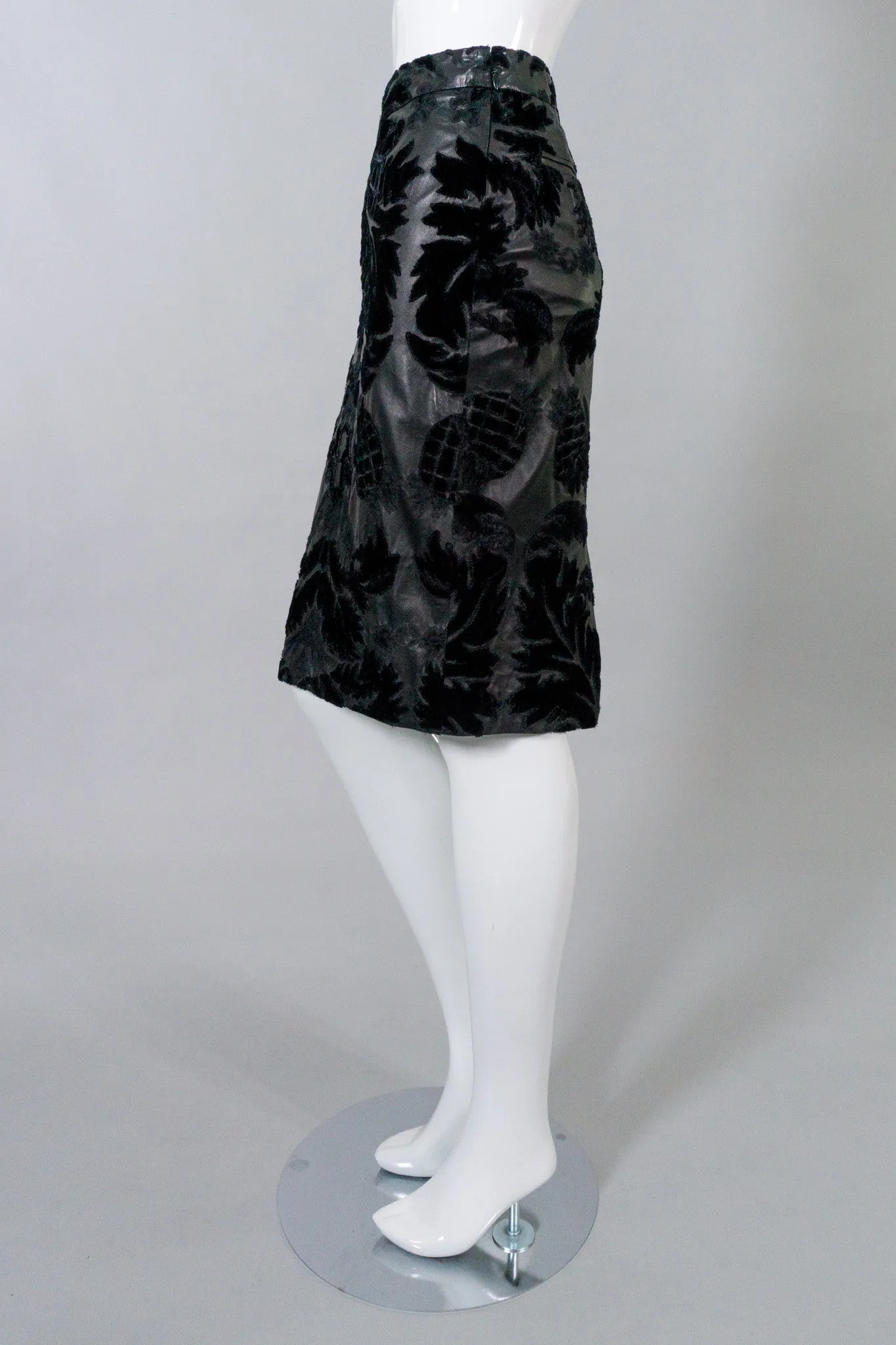 Leather Embroidered Appliqué Skirt