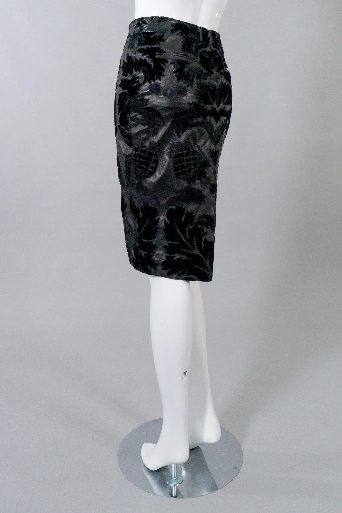 Leather Embroidered Appliqué Skirt