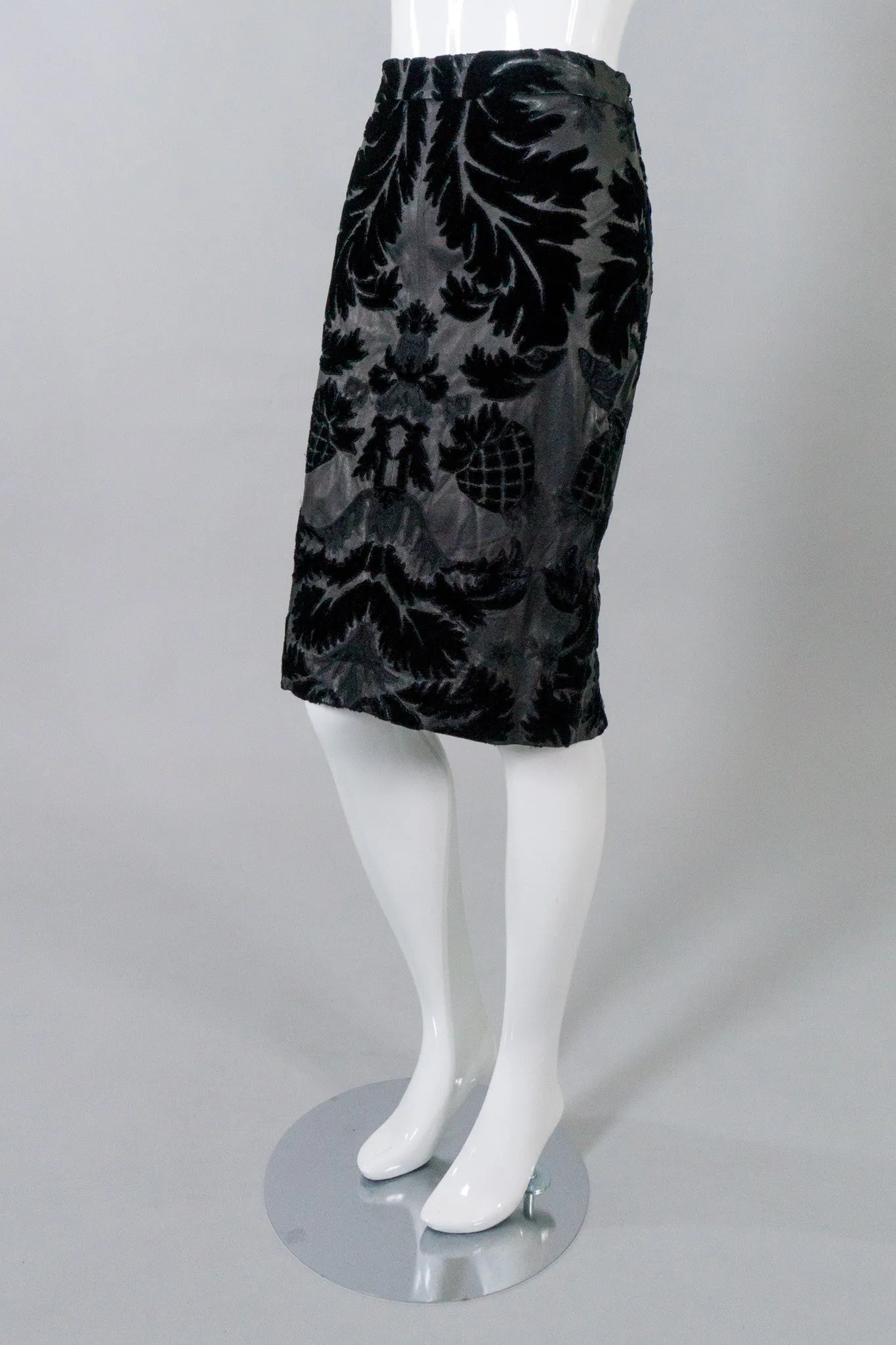 Leather Embroidered Appliqué Skirt