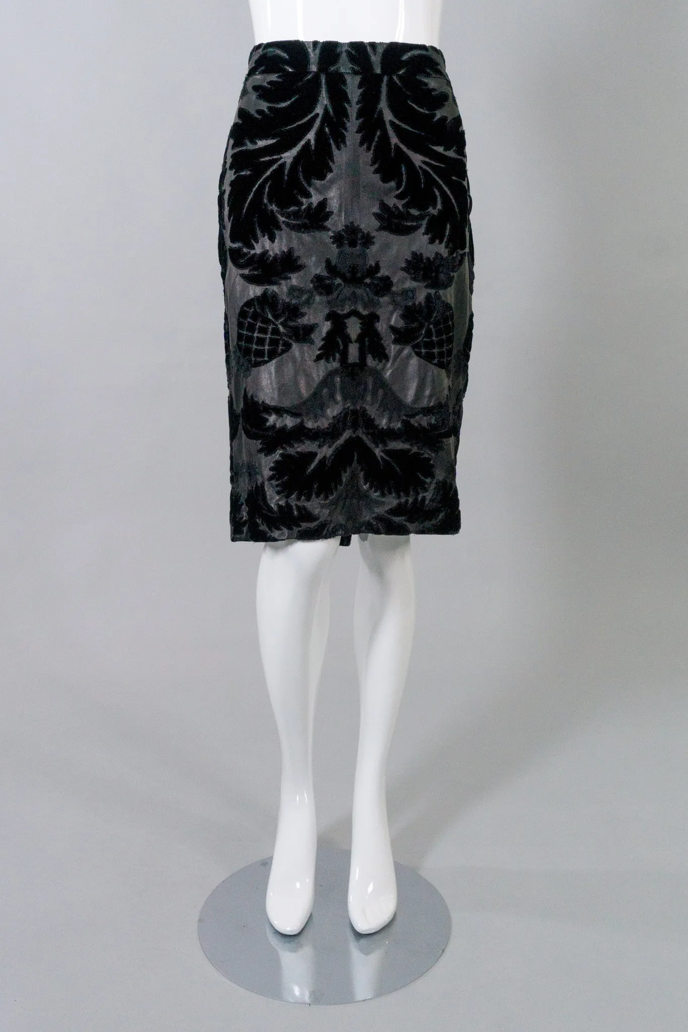 Leather Embroidered Appliqué Skirt