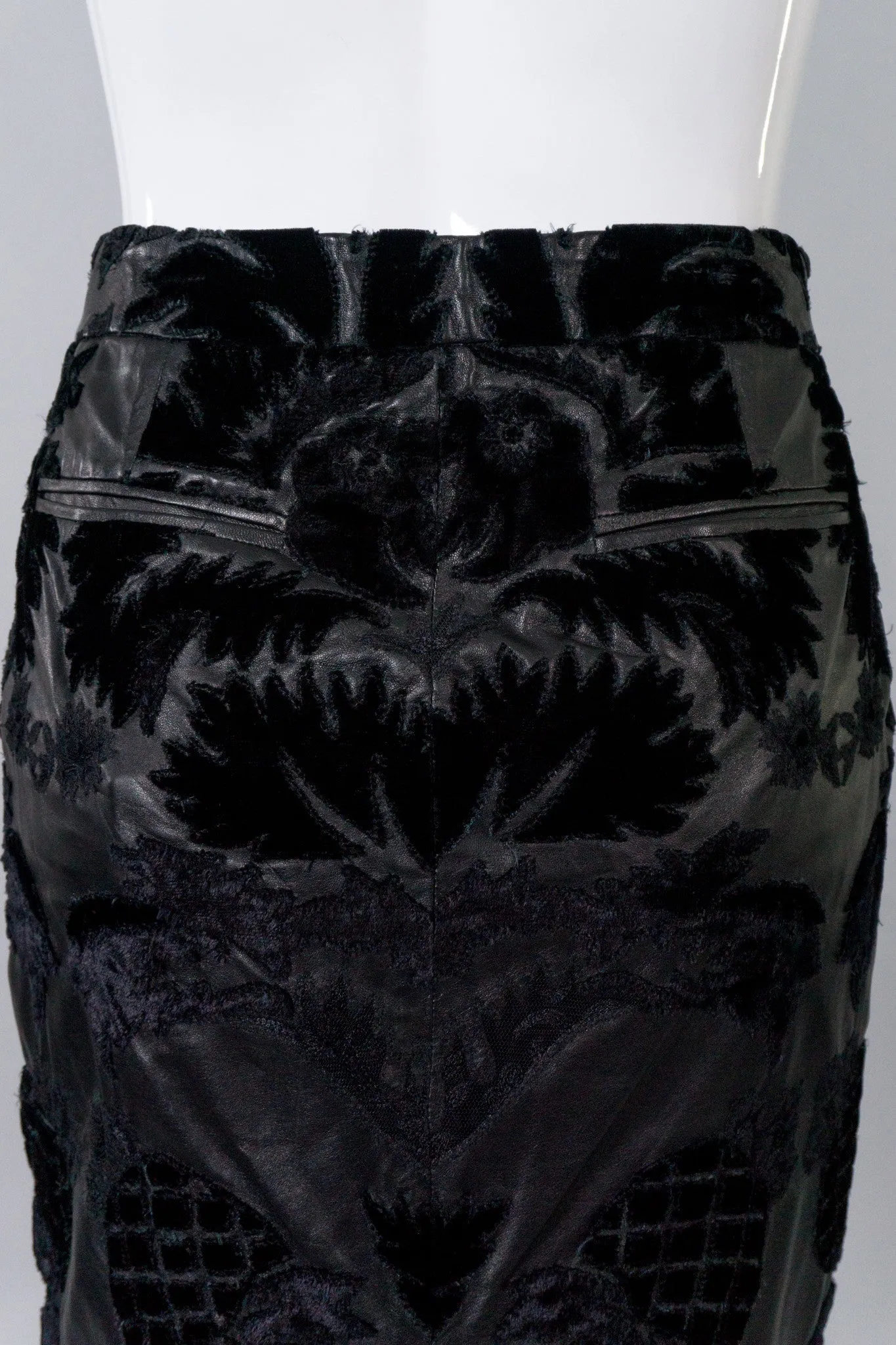 Leather Embroidered Appliqué Skirt