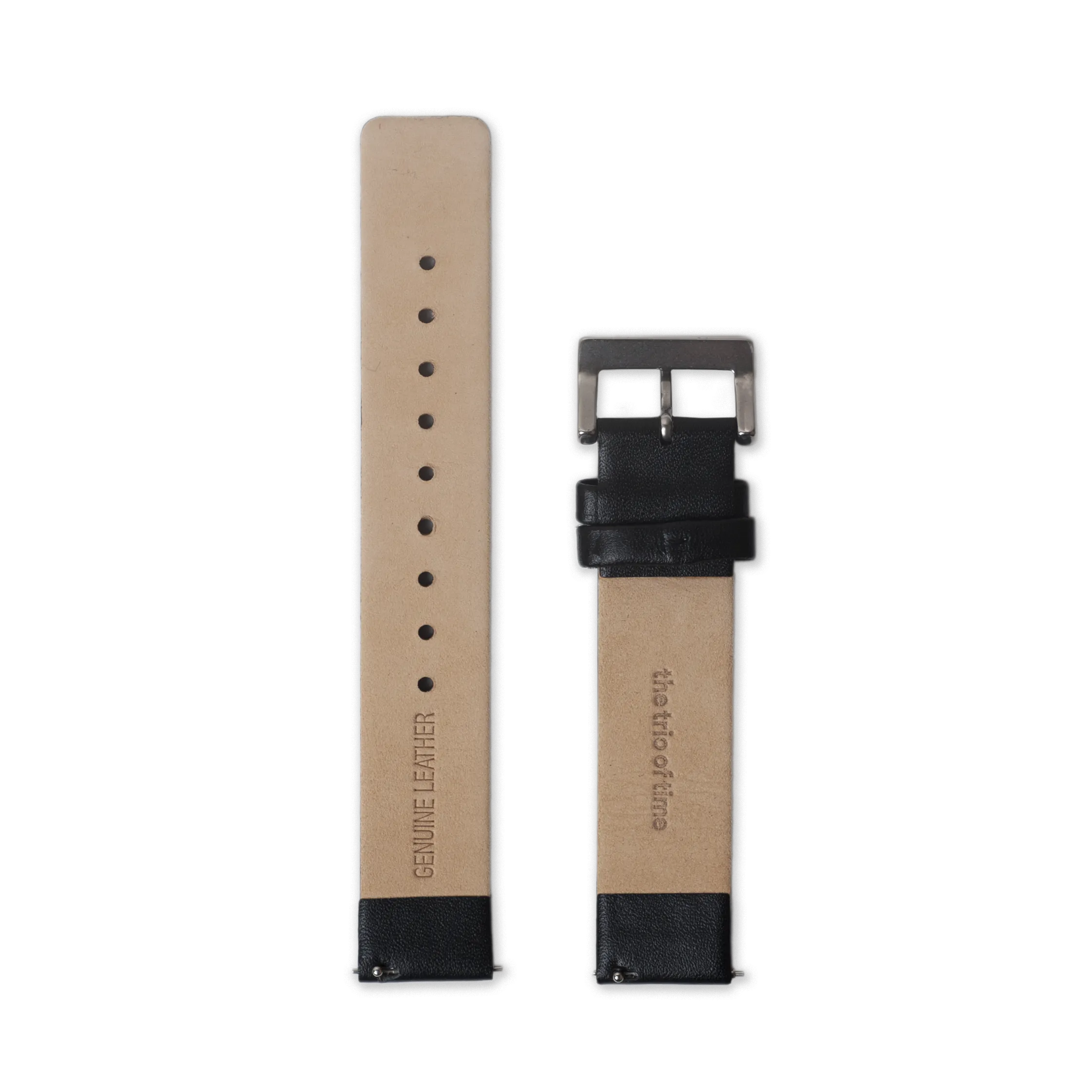 Leather Straps - Black leather with Silver buckle
