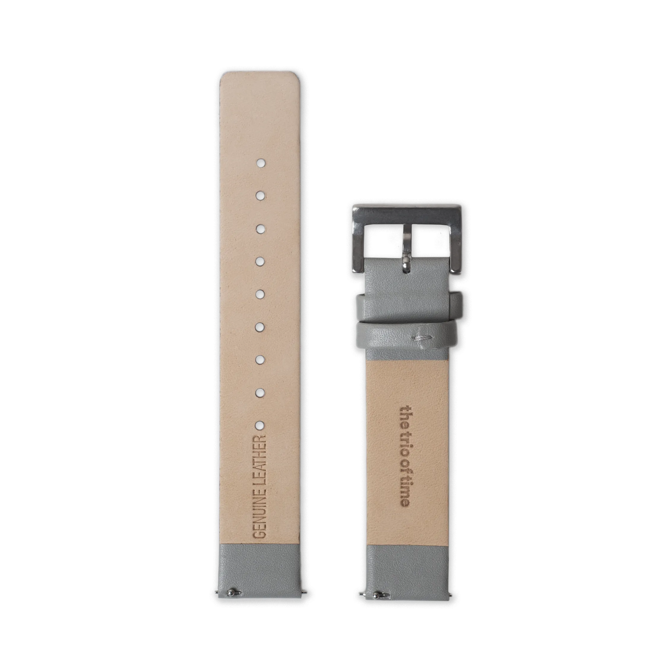 Leather Straps - Grey leather with Silver buckle