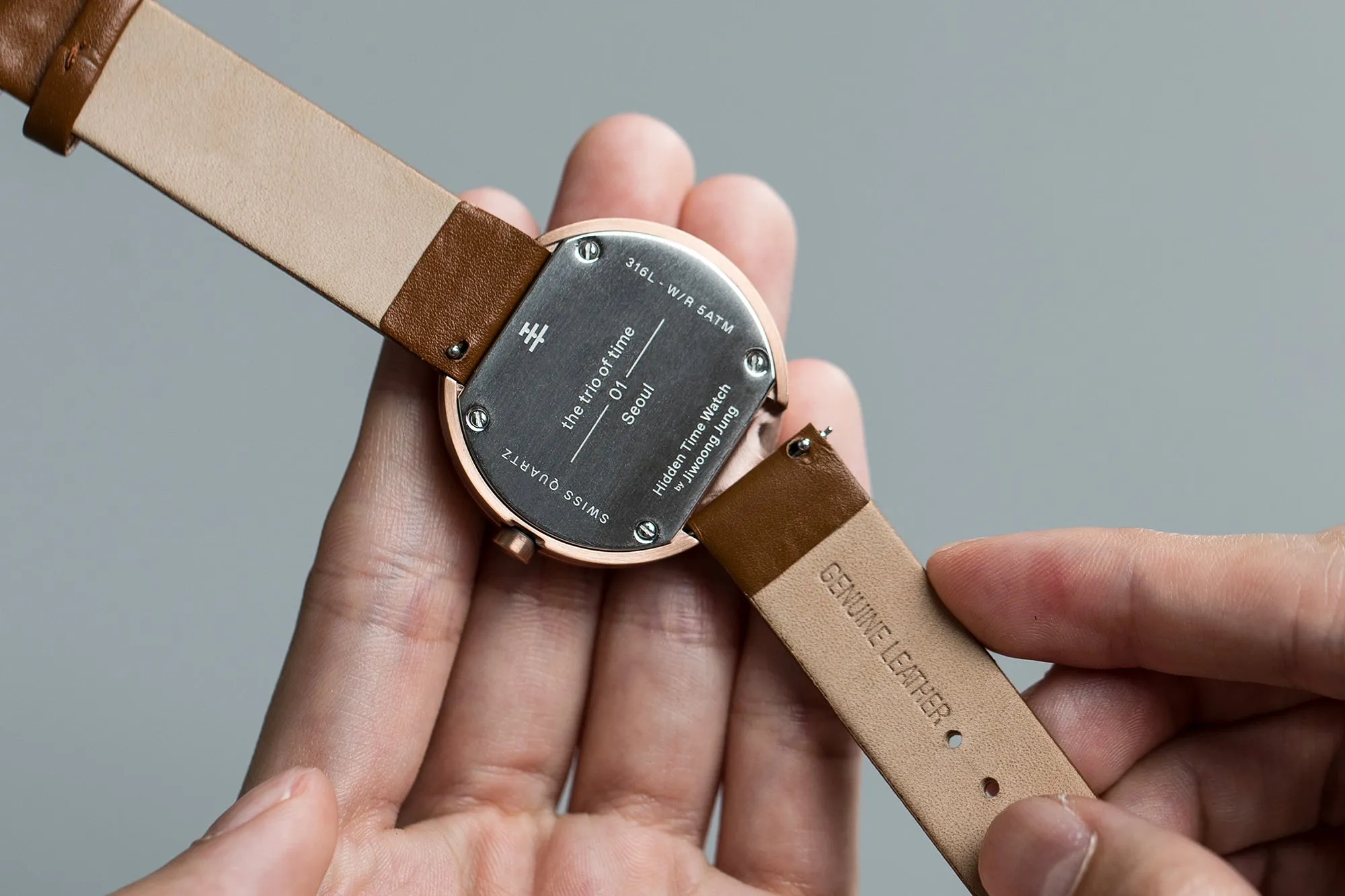 Leather Straps - Grey leather with Silver buckle