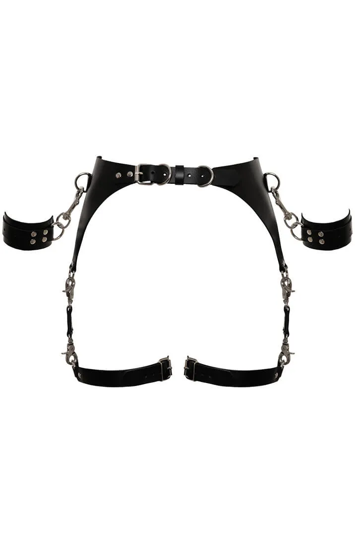 Leather suspender belt with restraints - On Cloud Nine