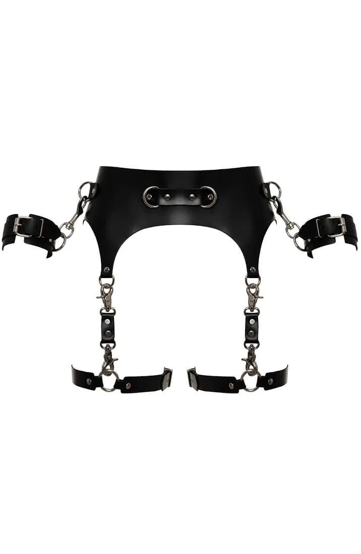 Leather suspender belt with restraints - On Cloud Nine