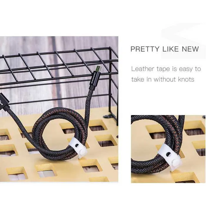 Leather Tape is Easy To Take in Without Knots Android Denim Woven Data Cable