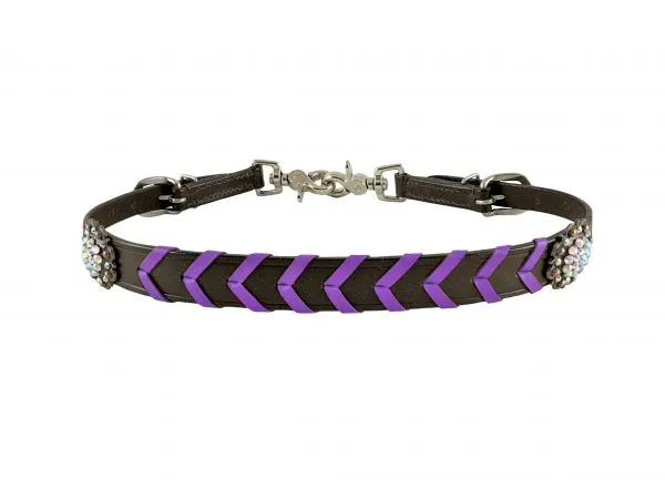 Leather wither strap with colorful rawhide lacing