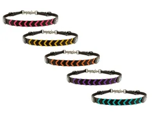 Leather wither strap with colorful rawhide lacing