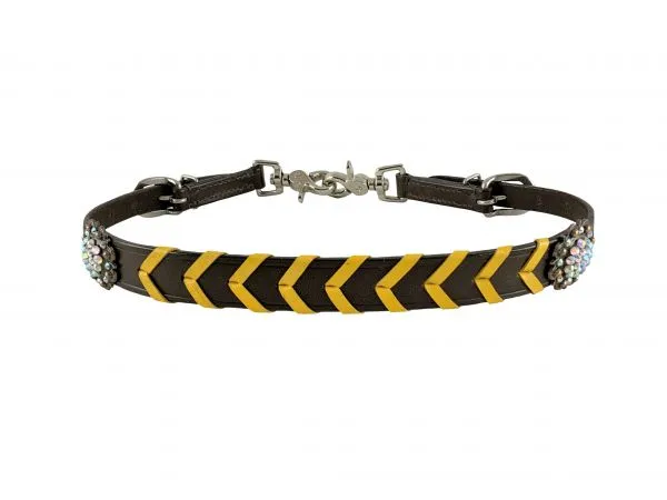 Leather wither strap with colorful rawhide lacing