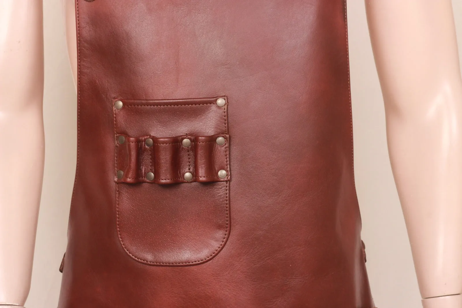 Leather Woodworkers Apron with Straps & Pockets