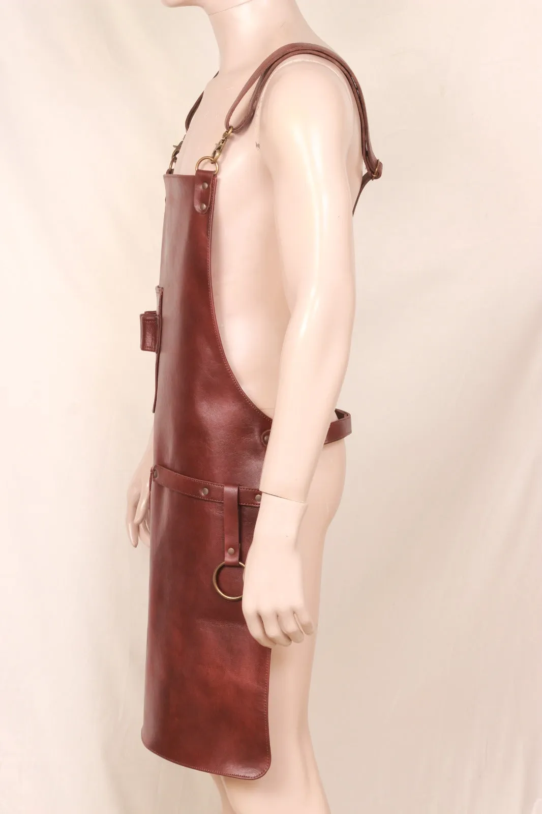 Leather Woodworkers Apron with Straps & Pockets