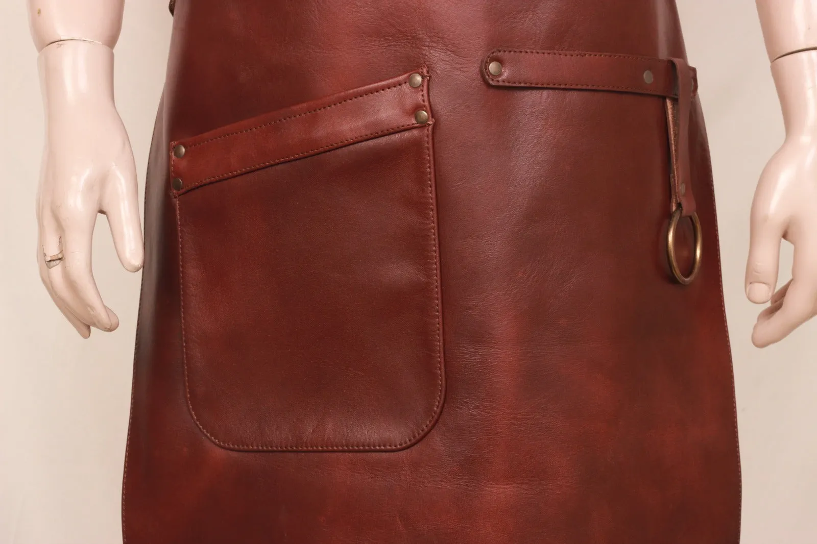 Leather Woodworkers Apron with Straps & Pockets