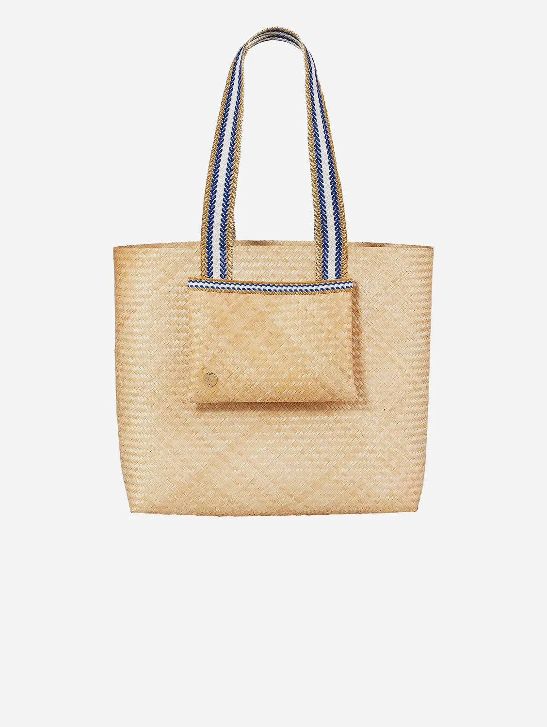 Lembata Bamboo Small Shopper Bag | Neutral & Blue Stripe
