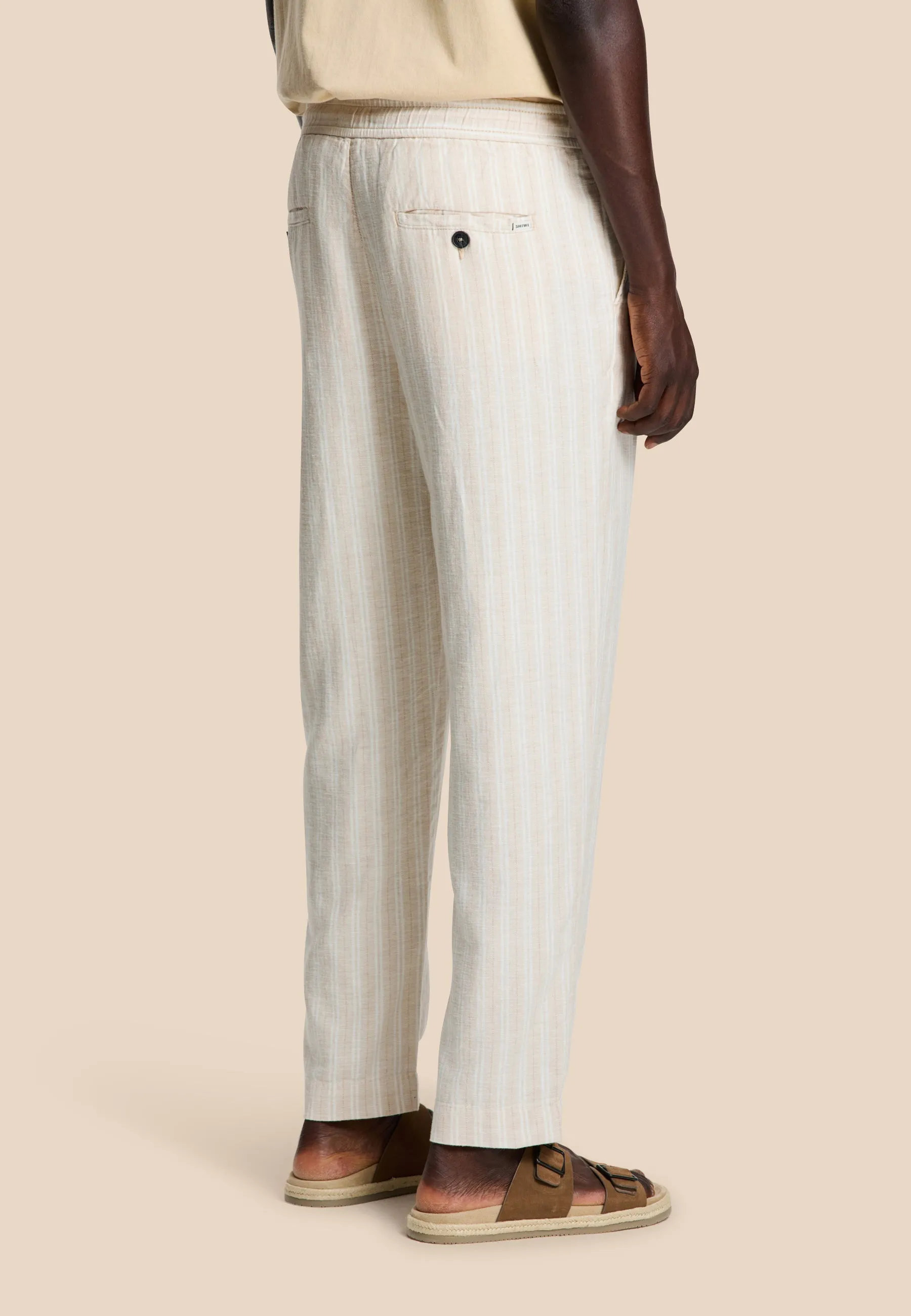 LENNY linen trousers yarn dye stripes | beige sand
