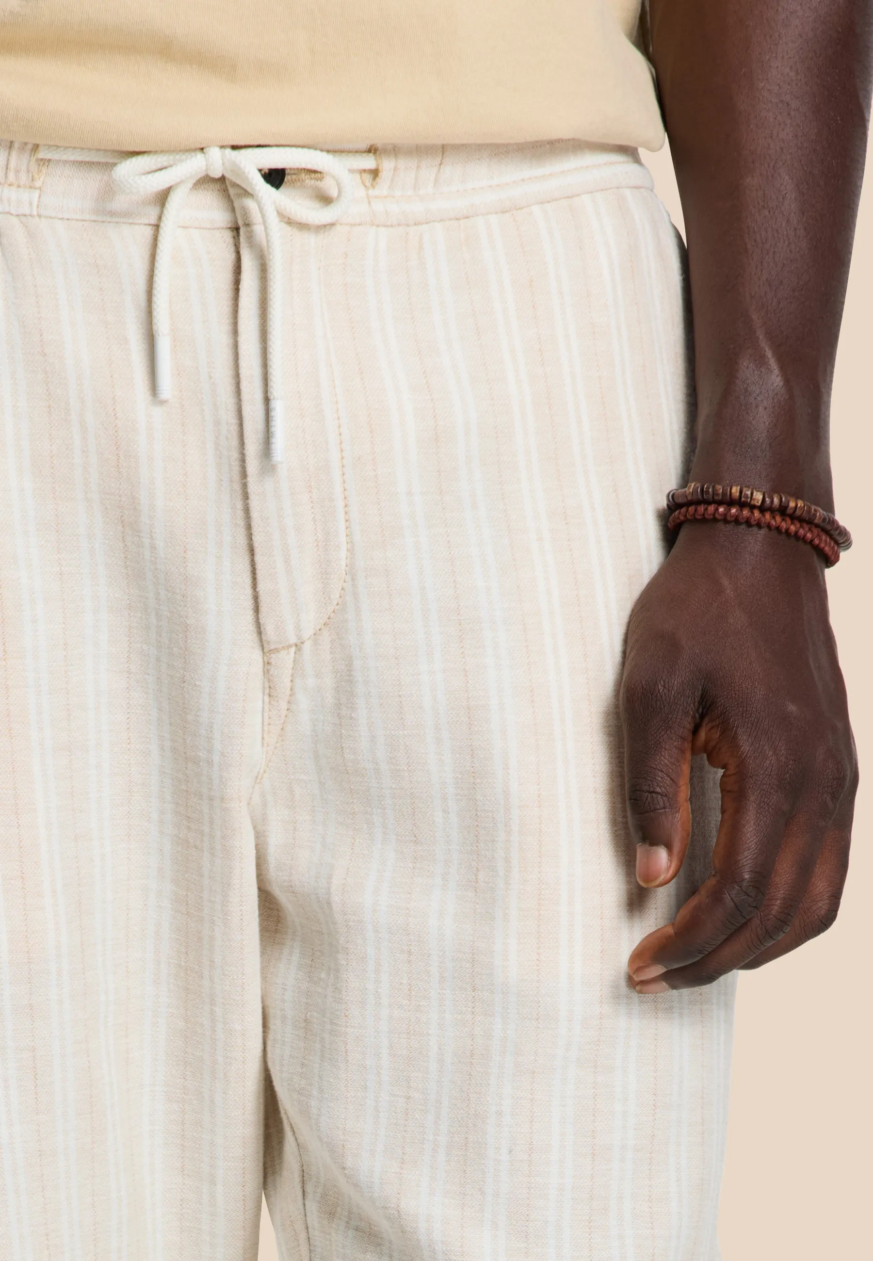 LENNY linen trousers yarn dye stripes | beige sand