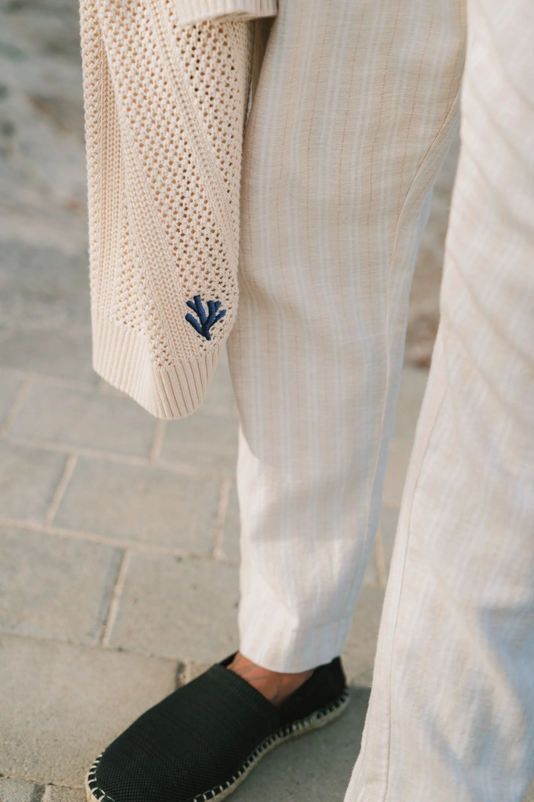 LENNY linen trousers yarn dye stripes | beige sand