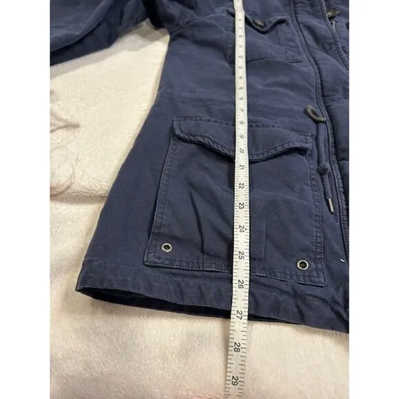 LEVIS Navy Four Pocket Military Field Jacket Cotton Canvas Hooded Hoodie MEDIUM