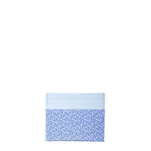 LIGHT BLUE LEATHER AND SILK CREDIT CARD HOLDER