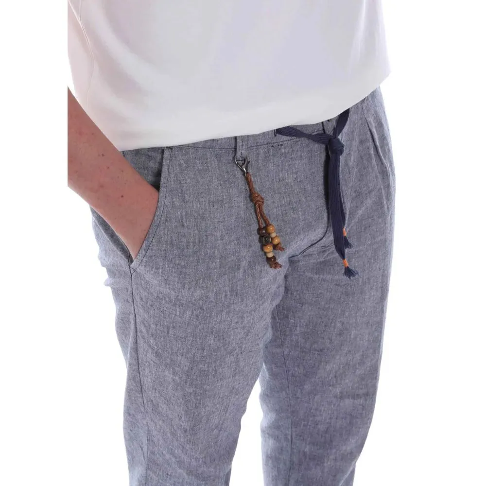 Light Blue Linen Men Trouser