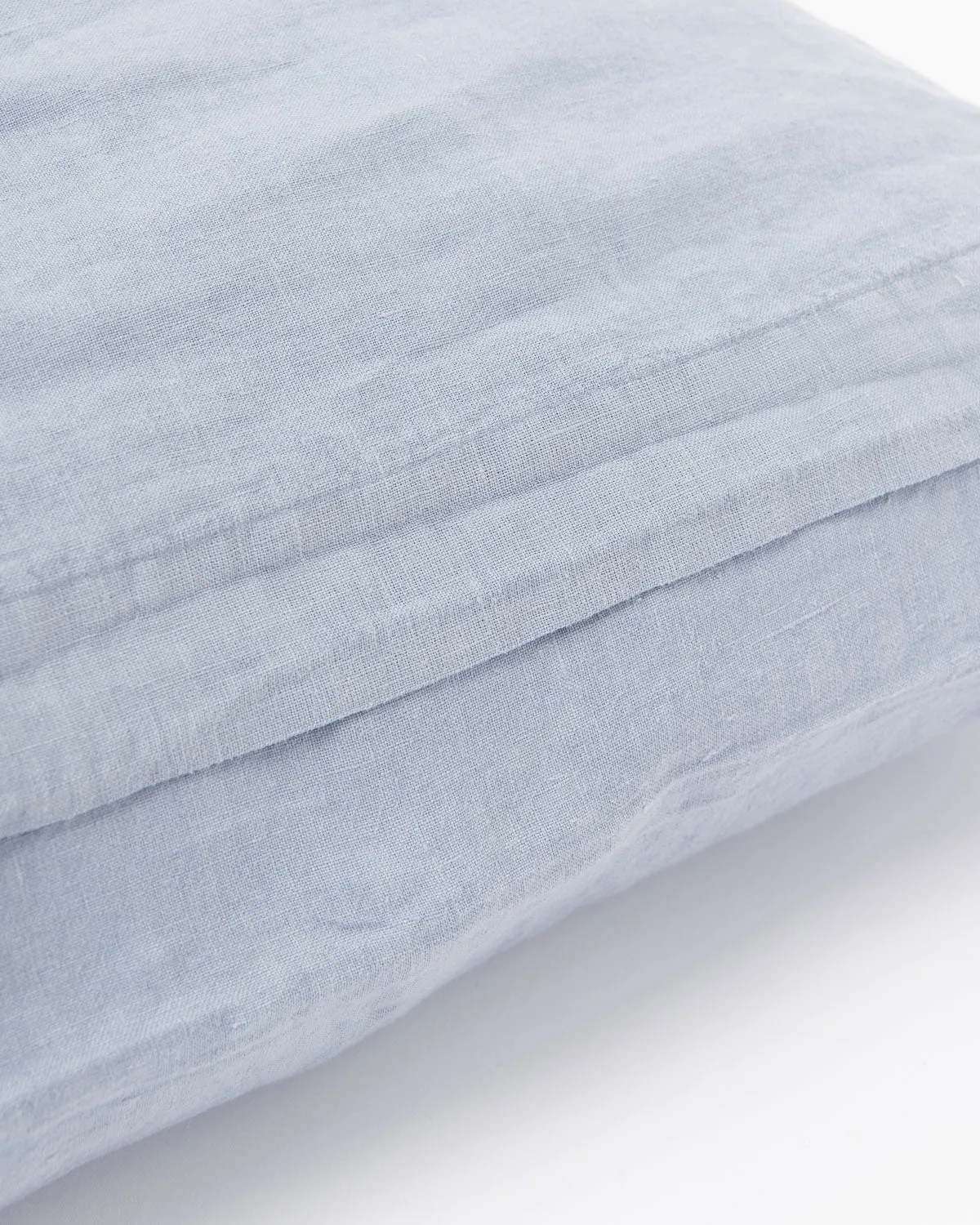 Light blue linen pillowcase envelope closure