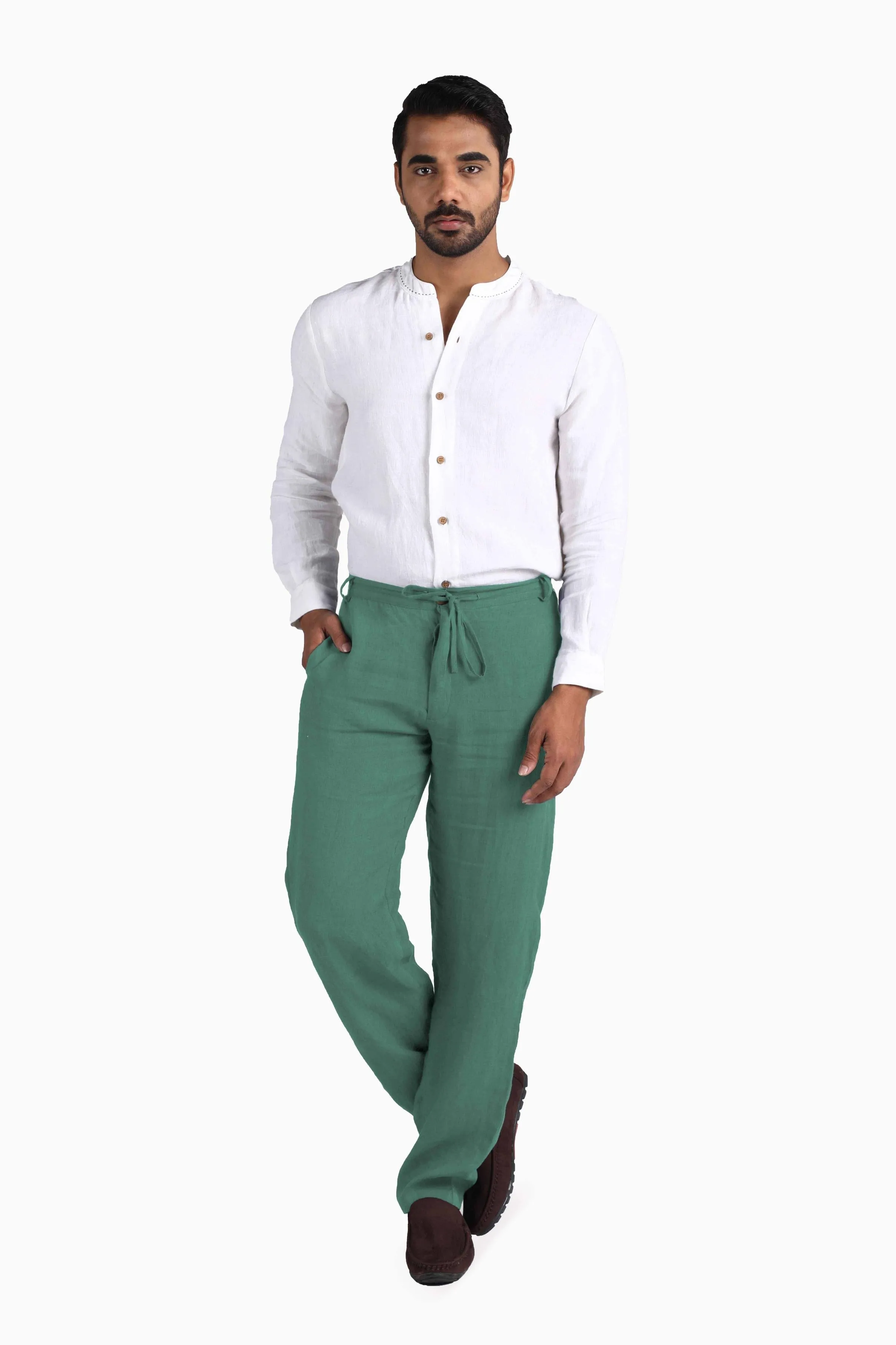 Linen Atlas Pant-Stormy Blue