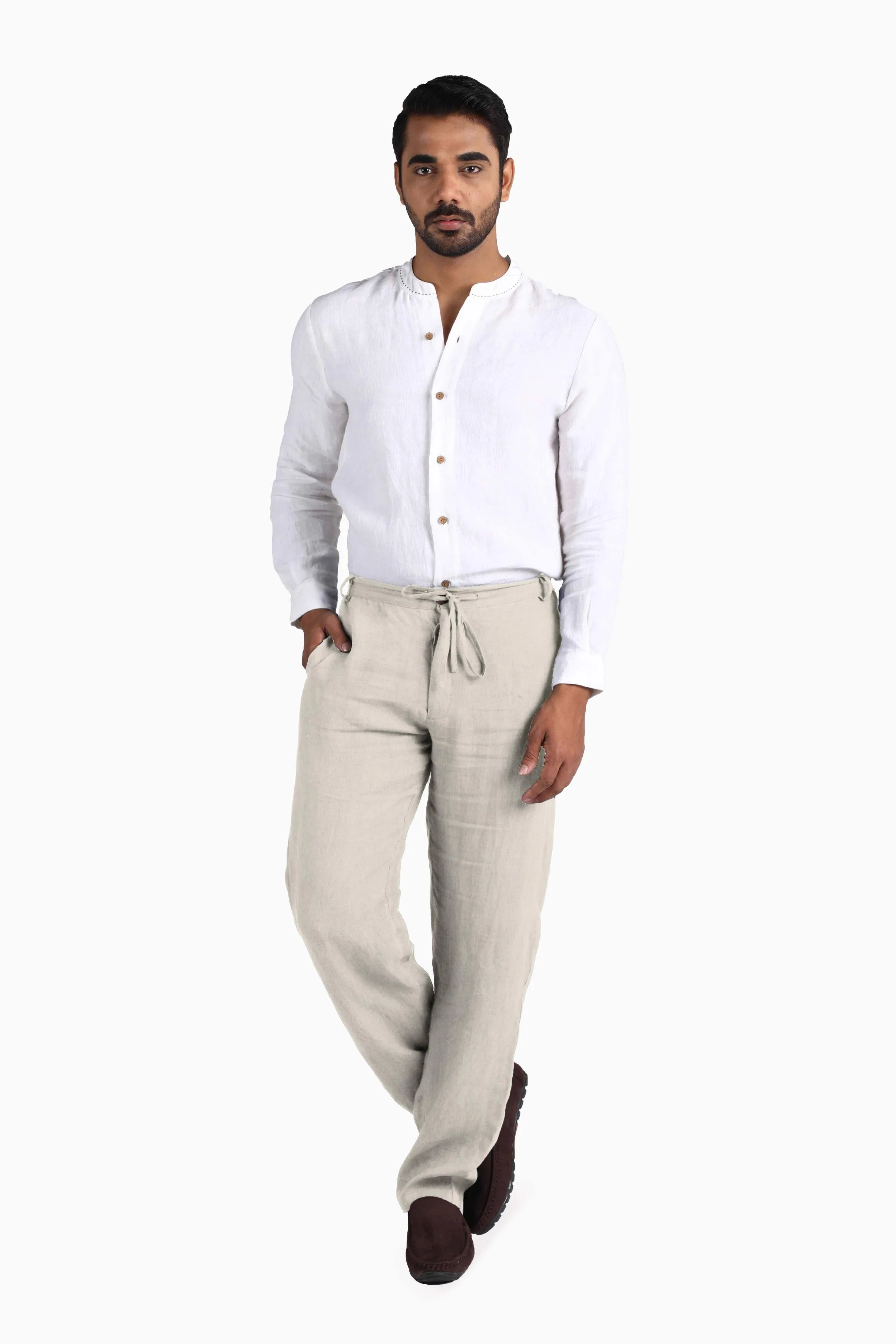 Linen Atlas Pant-Stormy Blue