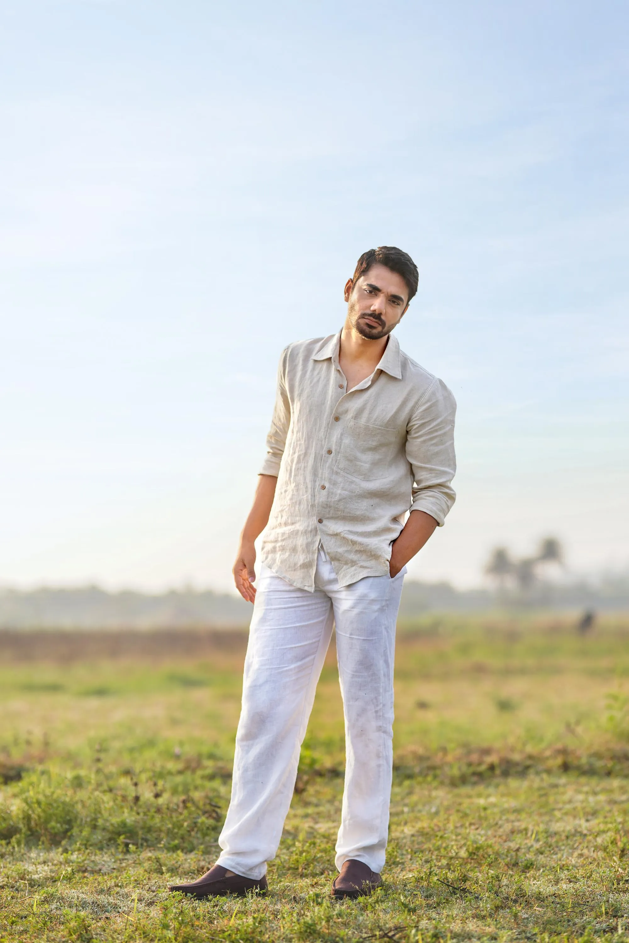 Linen Atlas Pant-Stormy Blue