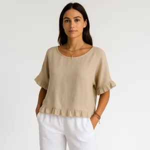 Linen Blouse | Beige | Lightweight and Feminine